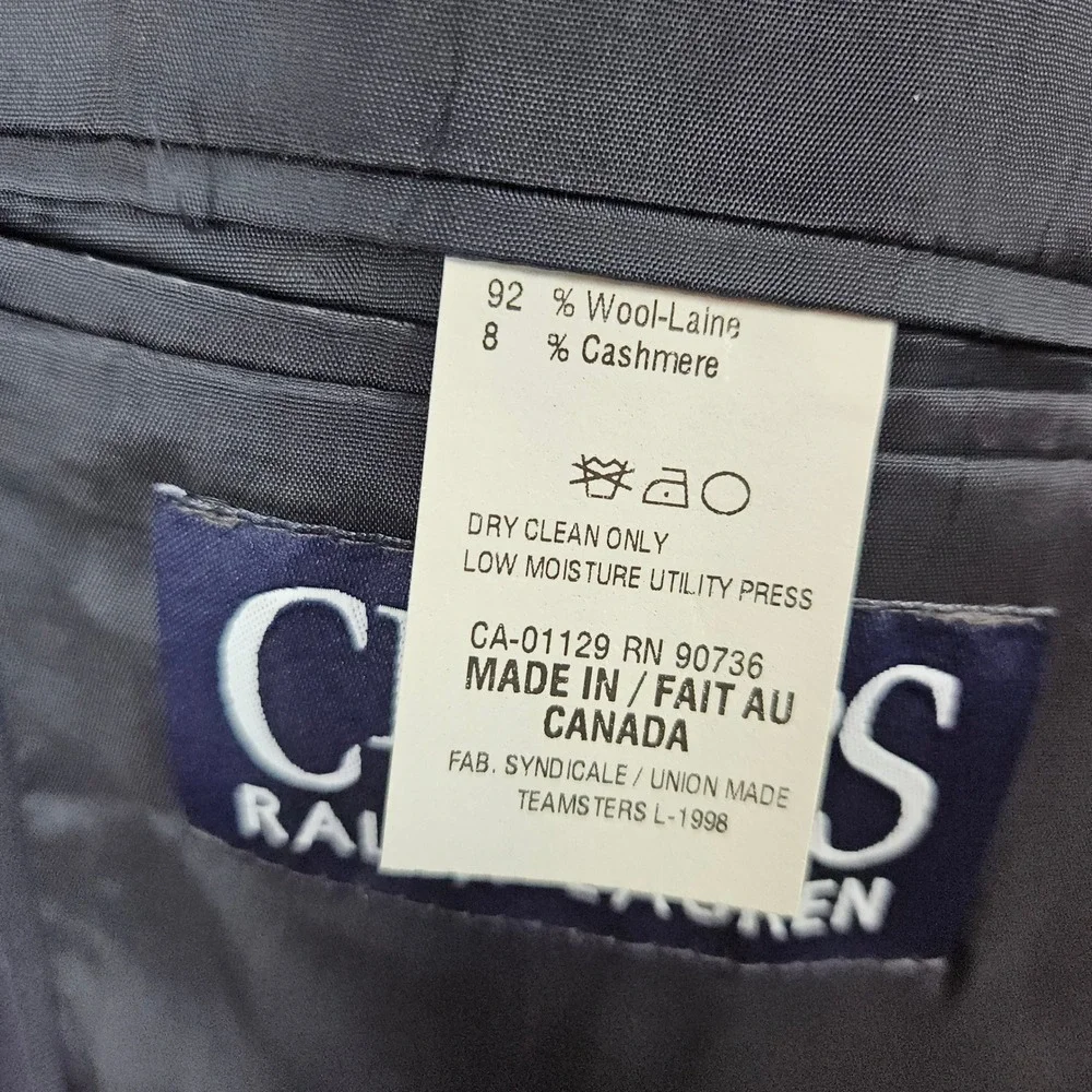 Chaps Ralph Lauren Men's Navy Blue Pinstripe Wool/Cashmere Blazer Size 44R FLAWS